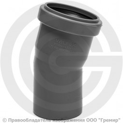 Отвод PP-H серый Дн 50 15гр б/нап в/к VALFEX