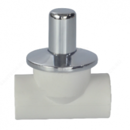 Клапан запорный (вентиль) PP-R белый хромированный Дн 20 90гр Ру-25 внутр.пайка LUX RTP (РосТурПласт)