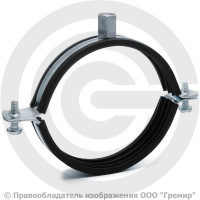 Хомут крепежный оцинкованный с резиновой прокладкой Ду-80 (Дн 87-92) (3") М8/М10 б/к Strongman