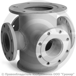 Крест с пожарной подставкой фланцевый ППКФ стальной Ду 150-100