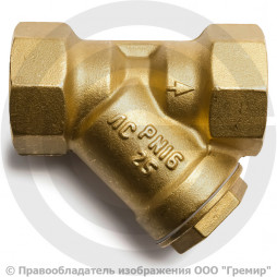 Фильтр сетчатый Y-образный латунный Ду-20 (3/4") Ру-25 ВР (ВН) (Т<150°С) под пломбу VALFEX 46Б5фт1