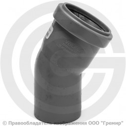 Отвод PP-H серый Дн 50 30гр б/нап в/к VALFEX