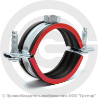 Хомут крепежный оцинкованный с резиновой прокладкой Ду-80 (Дн 87-90) (3") ±2мм М8 б/к Хомут крепежный оцинкованный с резиновой прокладкой Ду-80 (Дн 87-90) (3") ±2мм М8 б/к