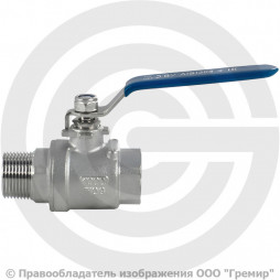 Кран нержавеющий AISI 304 (CF8) двусоставной Ду-25 (1") Ру-64 ВР-НР (ВН-НАР) муфтовый NK-BMFL25/4