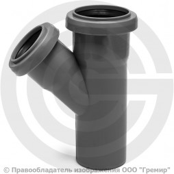 Тройник PP-H серый Дн 50-40 45гр б/нап в/к RTP (РосТурПласт)