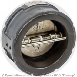 Клапан обратный двухстворчатый чугунный межфланцевый Ду-65 Ру-16 (Т<120°С) ств нерж ЗОД Ридан