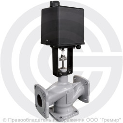 Клапан регулирующий трехходовой смесительный стальной фланцевый на пар Ду-32 Ру-25 Kvy=10 м3/ч с электроприводом LEA-1200 24В с датчиком 4-20mA Энерготехномаш