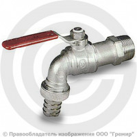 Кран латунный водоразборный Ду 1/2"-1/2"-15мм Ру-40 НР-Штуцер никель рычаг RTP (РосТурПласт)