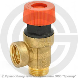 Клапан предохранительный латунный Ду-15 (1/2") НР-ВР (НАР-ВН) Рср=1.5бар (Т<120°С) Uni-Fitt