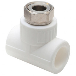 Тройник PP-R комбинированный белый с накидной гайкой Дн 20-1/2" RTP (РосТурПласт)