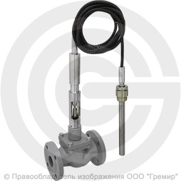 Регулятор температуры прямого действия РТПД чугунный фланцевый Ду-50 Ру-16 Kvy=40 м3/ч с термосистемой ТС-3 Энерготехномаш