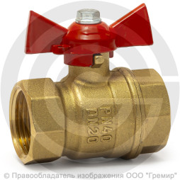 Кран латунный Ду-32 (1 1/4") Ру-40 ВР (ВН) муфтовый бабочка VALFEX 11Б27фт1М