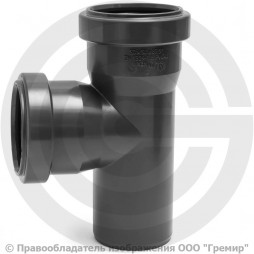 Тройник НПВХ (ПВХ) с раструбом серый Дн 50-50 87гр б/нап в/к ТУ 6-49-33-92 Агригазполимер