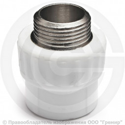 Муфта PP-R комбинированная белая НР (НАР) Дн 25-1/2" Pro Aqua