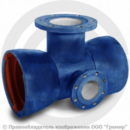 Тройник с пожарной подставкой раструб-фланец ППТРФ ВЧШГ с ЦПП Ду 400-300