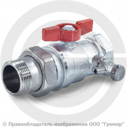 Кран латунный со спускником переходной Ду 25-32 (1"-1 1/4") Ру-35 ВР-"Американка" бабочка Giacomini R259DS