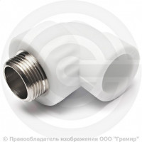 Угольник PP-R комбинированный белый НР (НАР) Дн 20-3/4" 90гр Pro Aqua