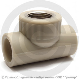 Тройник PP-R комбинированный серый ВР (ВН) Дн 20-1/2" Wavin Ekoplastik