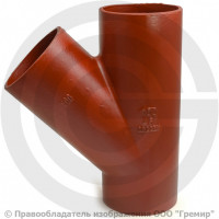 Тройник чугунный безраструбный SML Ду 50-50 45гр Китай Тройник чугунный безраструбный SML Ду 50-50 45гр Китай