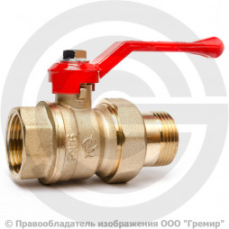 Кран латунный Ду-25 (1") Ру-16 ВР-"Американка" полнопроходной рычаг ГАЛЛОП Стандарт 222