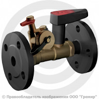 Клапан балансировочный ручной латунный фланцевый Ду-20 Ру-16 Kvs=5.72м3/ч с измерительными ниппелями с дренажём Venturi FODRV Broen