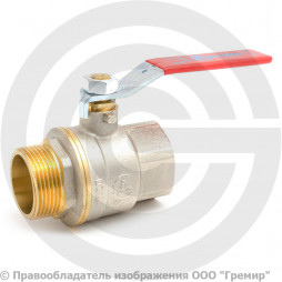 Кран латунный Ду-32 (1 1/4") Ру-20 ВР-НР (ВН-НАР) никель полнопроходной рычаг Aquasfera Euro 1003