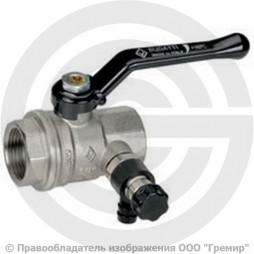 Кран латунный со сливным клапаном Ду-50 (2") Ру-25 ВР (ВН) никель рычаг Bugatti серия 330