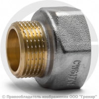 Переход латунный (переходник) ВР-НР (ВН-НАР) Ду 40-25 (1 1/2"- 1") никель Aquasfera Переход латунный (переходник) ВР-НР (ВН-НАР) Ду 40-25 (1 1/2"- 1") никель Aquasfera