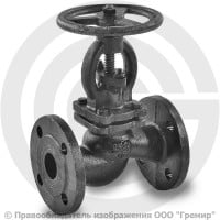 Клапан запорный чугунный фланцевый Ду-32 Ру-25 (Т<200°С) 15кч16нж Китай