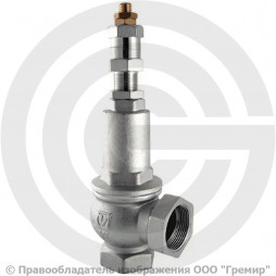 Клапан предохранительный регулируемый латунный Ду-15 (1/2") ВР (ВН) Рср=1-12бар (Т<150°С) VT.1831.N Valtec