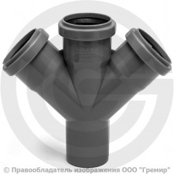 Крестовина PP-H одноплоскостная серый Дн 50-50-50 45гр б/нап в/к VALFEX