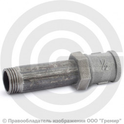 Сгон в сборе стальной L=110мм Ду-15 (1/2") в комплекте с чугунной муфтой и контргайкой КАЗ