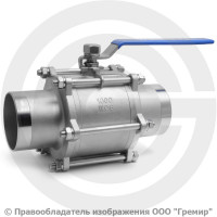 Кран нержавеющий AISI 304 (CF8) трехсоставной под приварку Ду-125 (5") Ру-16 NK-BE125/4