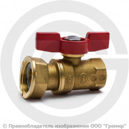 Кран латунный для счетчиков Ду-20 (3/4") Ру-42 ВР-Накидная гайка бабочка Giacomini R251P