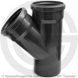 Тройник НПВХ (ПВХ) с раструбом серый Дн 110-110 45гр б/нап в/к ТУ 6-49-33-92 Хемкор