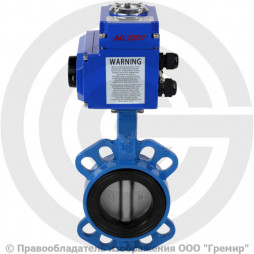 Затвор дисковый поворотный межфланцевый Ду-65 Ру-16 EPDM с нержавеющим диском Benarmo с электроприводом Q-050 230В