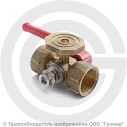 Кран трехходовой для манометра Ду-15 Ру-16 ВР (ВН) G1/2"-М20х1,5 с фланцем с ручкой ПЕНЗА 11Б18БК(Ф)1