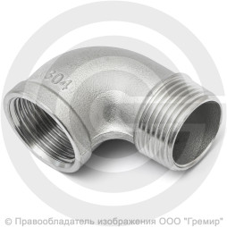 Отвод резьбовой (угольник) нержавеющий AISI 316 НР-ВР (НАР-ВН) Ду-15 (1/2")