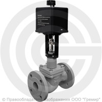 Клапан регулирующий двухходовой чугунный фланцевый Ду-65 Ру-16 Kvy=63 м3/ч с электроприводом LEA-1200 24В с датчиком 4-20mA 25ч945нж Энерготехномаш
