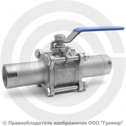 Кран нержавеющий AISI 316 (CF8M) трехсоставной под приварку Ду-40 (1 1/2") Ру-40 NK-BE40/6