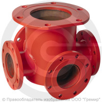 Крест с пожарной подставкой фланцевый ППКФ стальной Ду 350-100 Ру-16 КЗСД Крест с пожарной подставкой фланцевый ППКФ стальной Ду 350-100 Ру-16 КЗСД