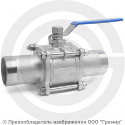 Кран нержавеющий AISI 316 (CF8M) трехсоставной под приварку Ду-65 (2 1/2") Ру-25 NK-BE65/6