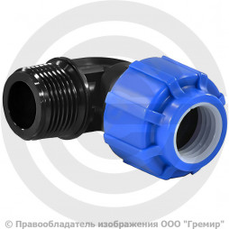 Отвод ПЭ компрессионный Дн 20-1/2" 90гр НР (НАР) Джилекс