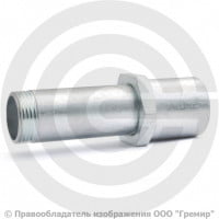 Сгон в сборе стальной оцинкованный L=130мм Ду-25 (1") в комплекте с чугунной муфтой и контргайкой КАЗ
