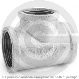 Тройник переходной чугунный оцинкованный ВР (ВН) Ду 40-32 (1 1/2"-1 1/4")