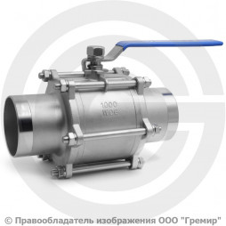 Кран нержавеющий AISI 316 (CF8M) трехсоставной под приварку Ду-100 (4") Ру-16 NK-BE100/6