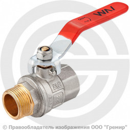 Кран латунный Ду-40 (1 1/2") Ру-25 ВР-НР (ВН-НАР) полнопроходной рычаг MVI AquaHit BV.312