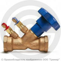Клапан балансировочный ручной бронзовый муфтовый Ду-40 Ру-25 ВР (ВН) Kvs=22.5м3/ч с измерительными ниппелями серии VIR9505 АДЛ