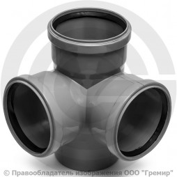 Крестовина PP-H двухплоскостная серая Дн 110-110-110 87гр б/нап в/к Ostendorf HT HTED