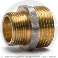 Ниппель латунный переходной НР (НАР) Ду 10-8 (3/8"- 1/4") никель Aquasfera